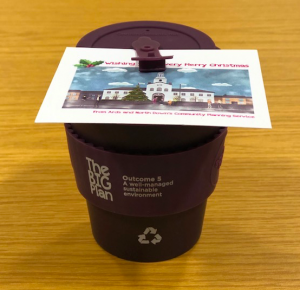 Re-usable Printed Bamboo Cup Arts and North Devon Council