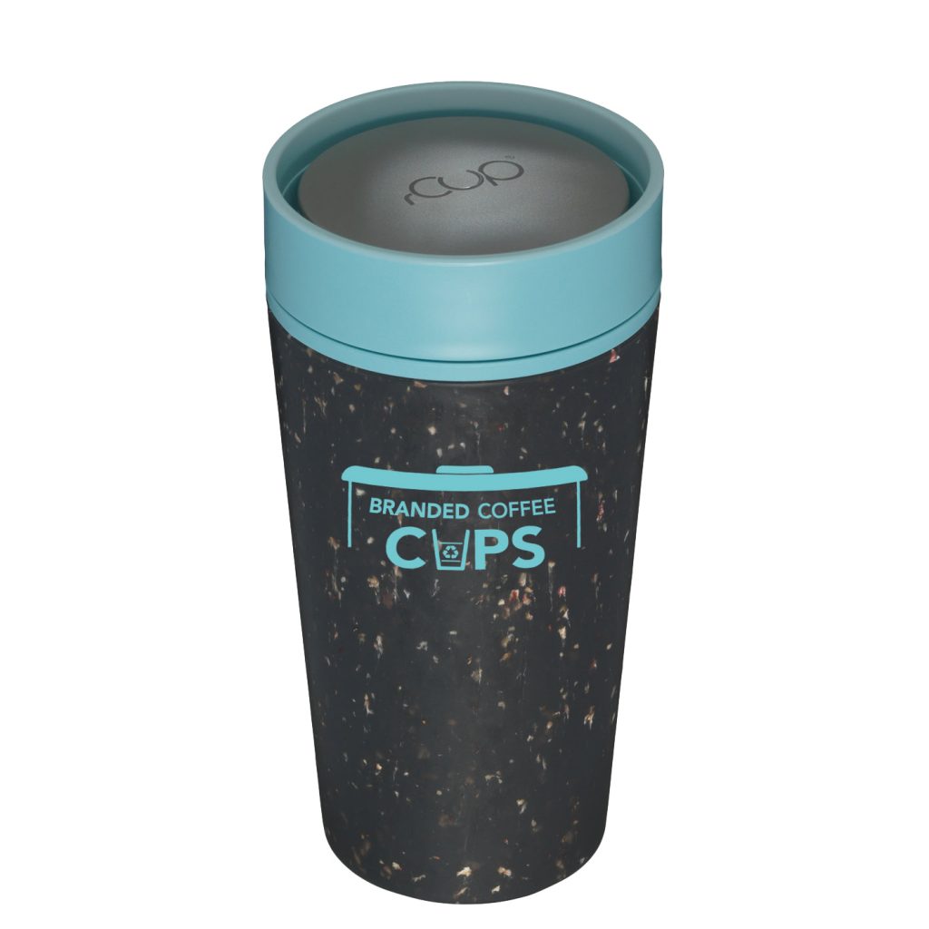 rCup Printed Coffee Cup Blue Lid
